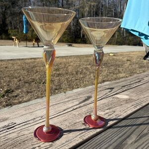 Bri’oni Fine Hand made Martini Glasses 13” Long Stem